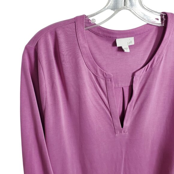 J Jill Size XL Top Tunic Roll Tab V Notch Modal Knit Light Stretch Fluid Purple - Picture 5 of 10